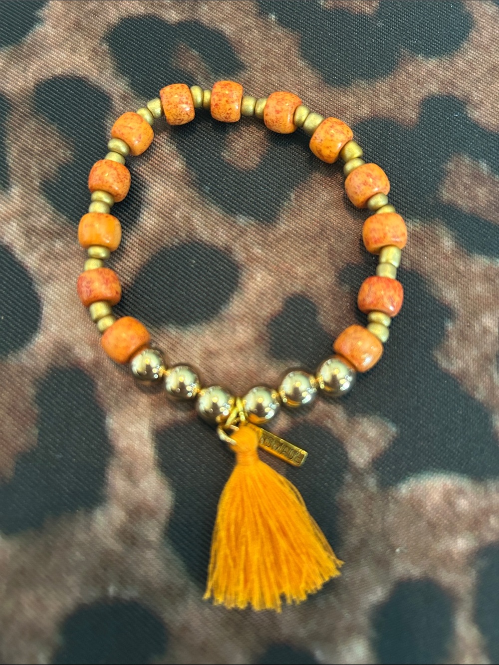 Beaded Tassel Bracelet - Orange